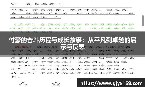 付豪的奋斗历程与成长故事：从平凡到卓越的启示与反思